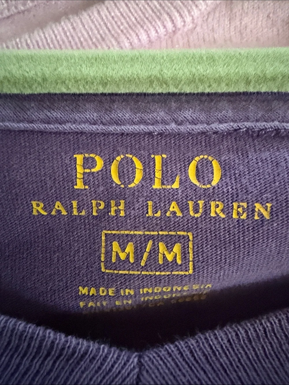 Polo by Ralph Lauren Men's Purple V-Neck Tee with Yellow Pony